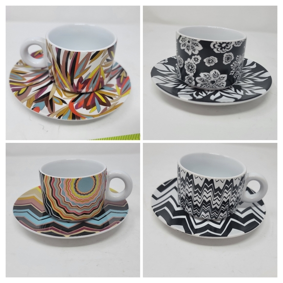 Set Of 4 Cups And Saucers Missoni for Target 20th Anniversary Expresso  Stacking - Picture 1 of 14